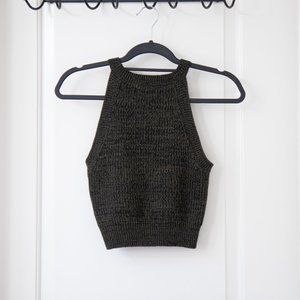 FOREVER 21 knit crop top green/black size M
